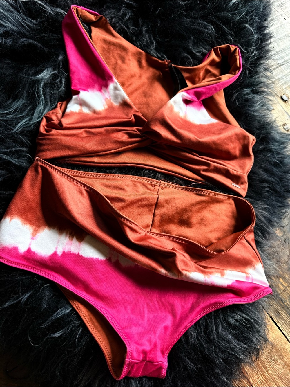 NWT PINK VICTORIA SECRET’S copper tie dye reversible bikini set